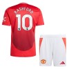 Camisola + Calções Manchester United Rashford 10 Criança Equipamento 1ª 24/25